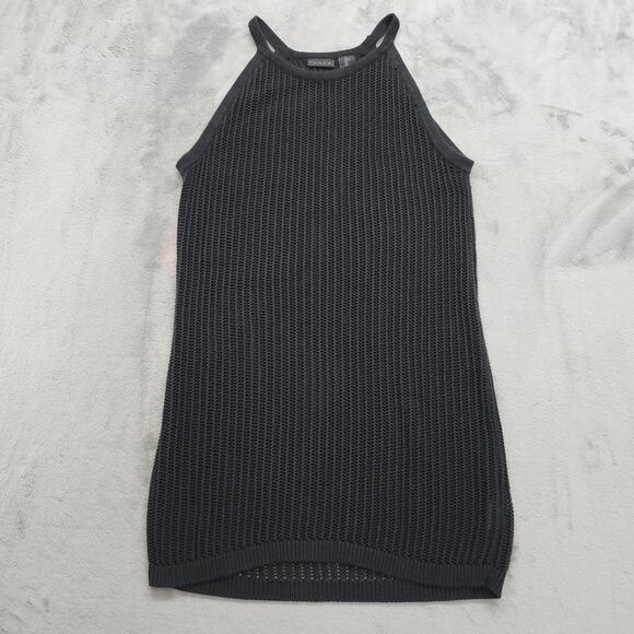 Tahari Swim Cover Womens L Black Halter Neck Sleeveless Crochet Beach Boho - Picture 1 of 11